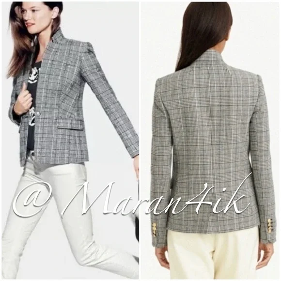 J Crew Regent Blazer Glen Plaid Wool Size 2